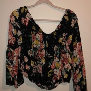 Off the shoulder floral shirt
